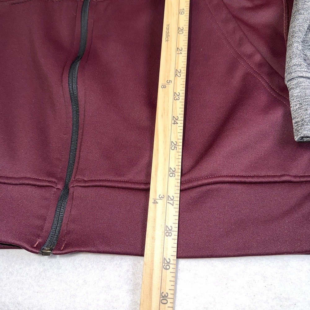 Adidas ClimaWarm Womens‎ XXL Full Zip Hoodie Jacket Burgundy Gray Fleece - Picture 5 of 11